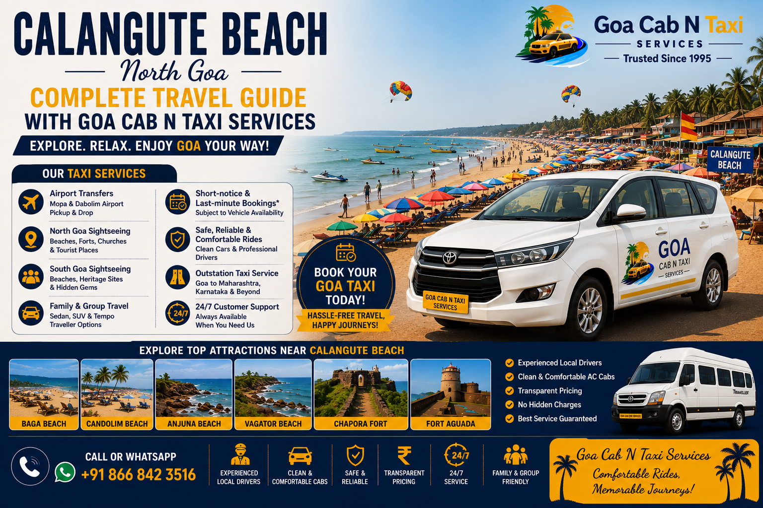 Calangute Beach taxi service, North Goa cabs