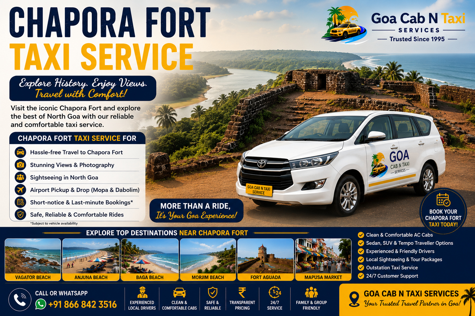 Chapora Fort Taxi Service in Goa