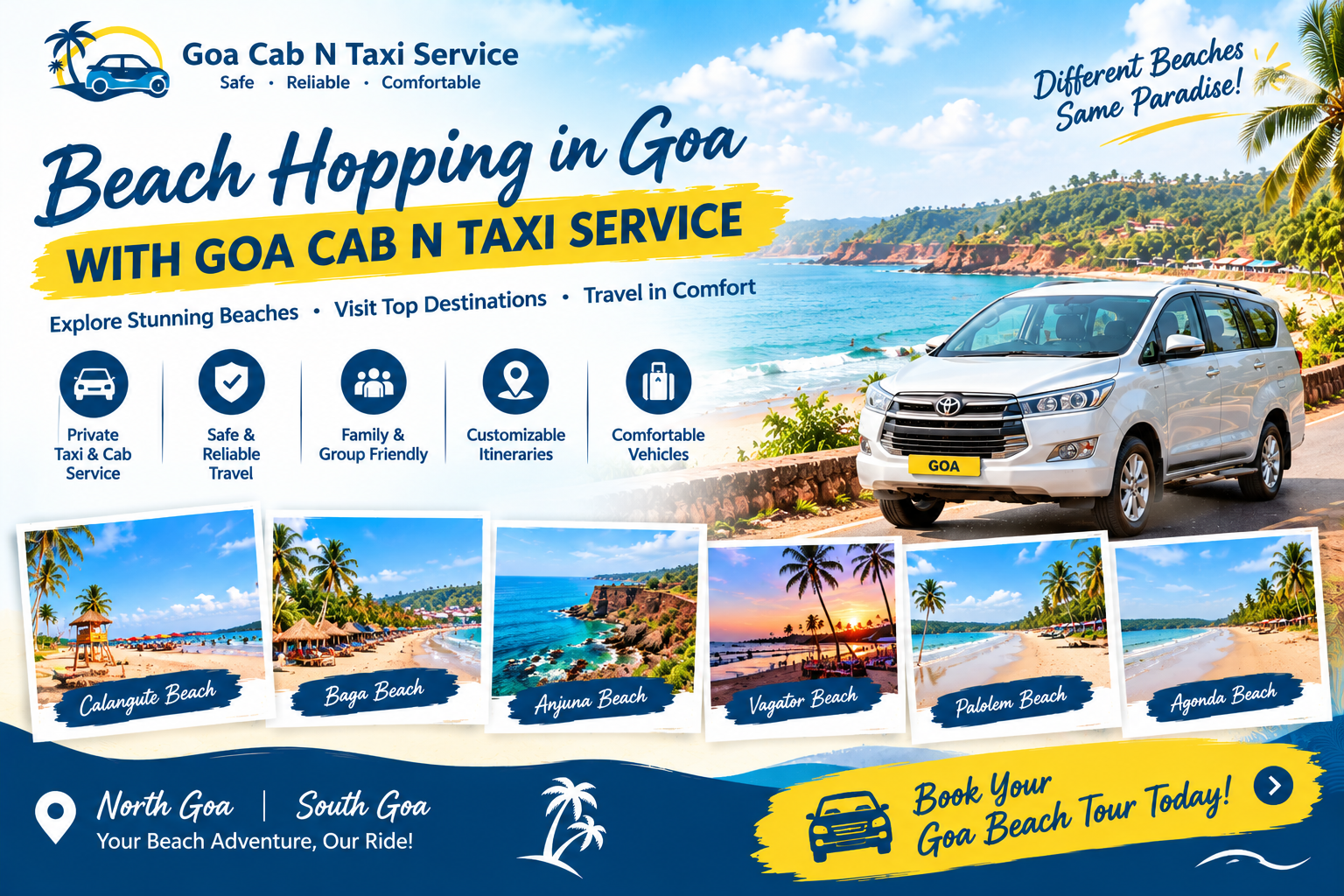 Beach Hopping in Goa with Goa Cab N Taxi Service