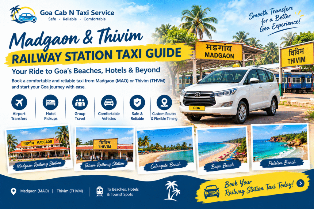 Madgaon railway station taxi service by Goa Cab N Taxi Service