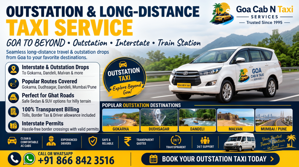 Outstation Taxi from Goa | Goa Cab n Taxi Services